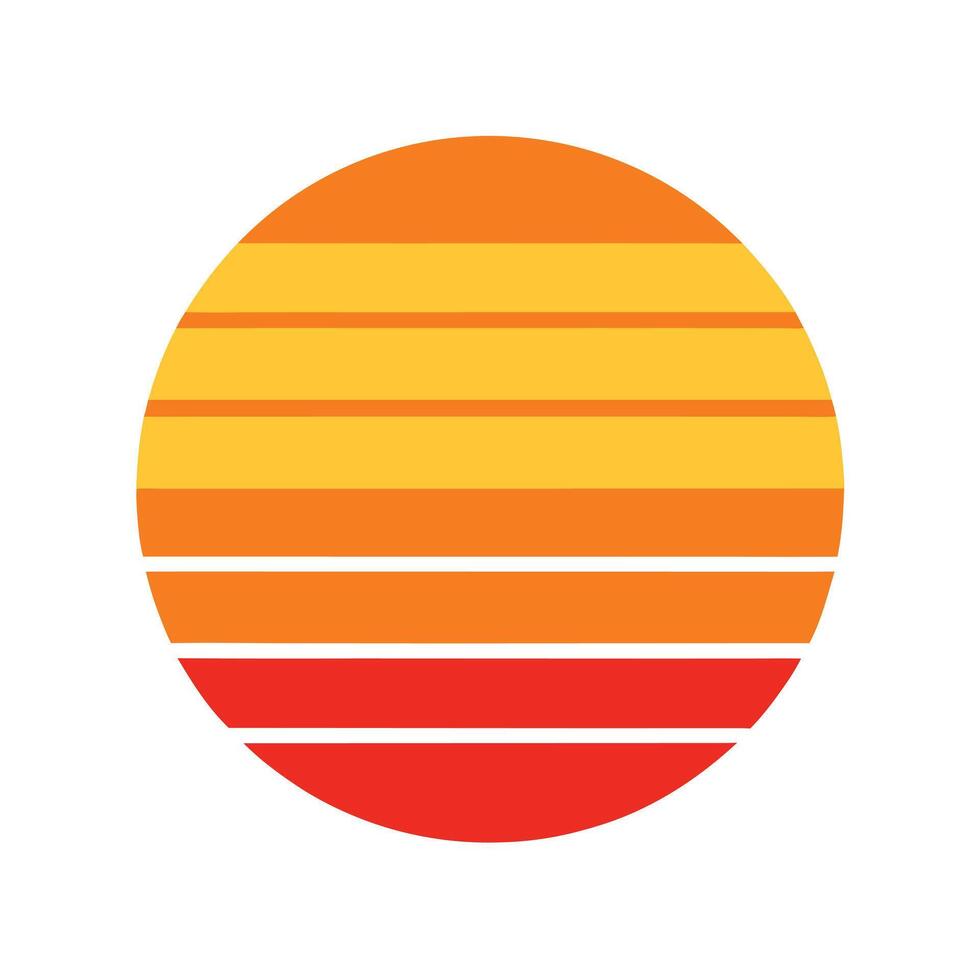 Flat Retro Sunset Stripes Arranged in Circle Form vector