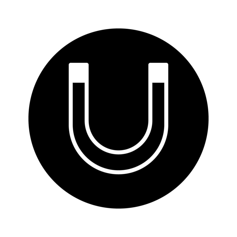 illustration of a horseshoe magnet in a black circle for science applications and education resources and presentations vector