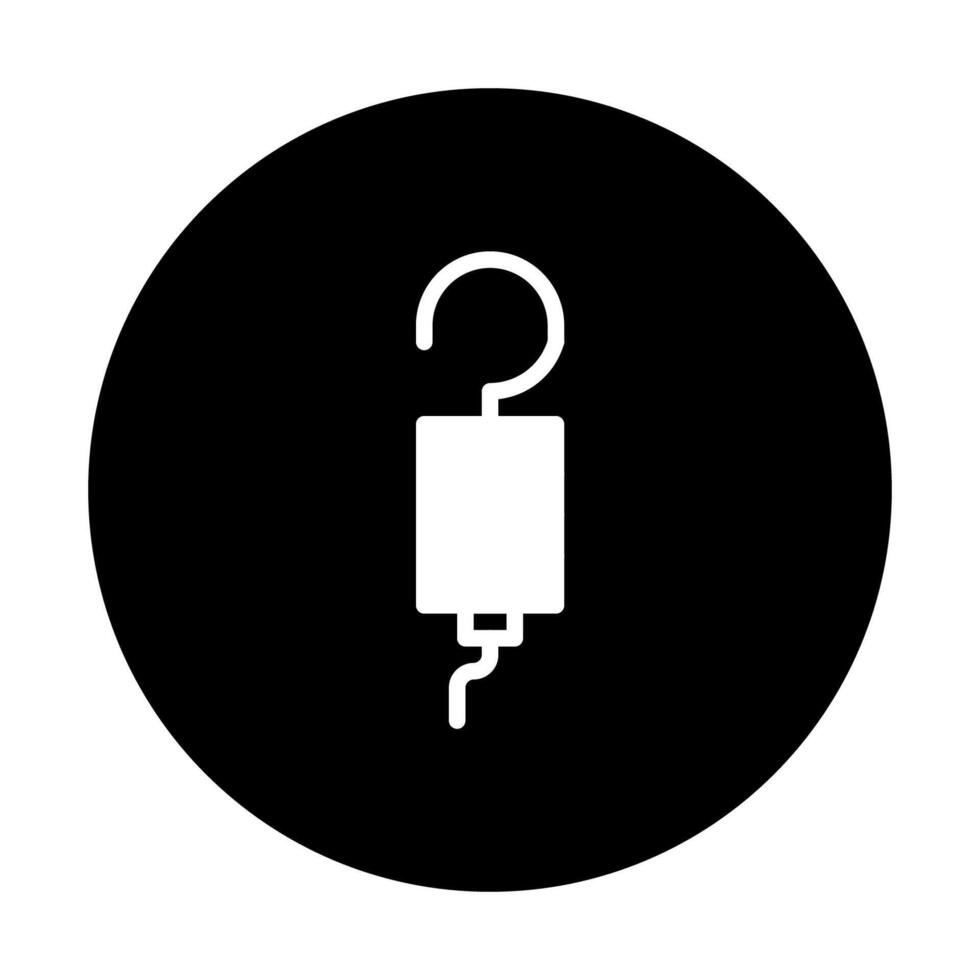 graphic of medical infusion drip illustration design within a black circle offering clean simple aesthetic for designs vector