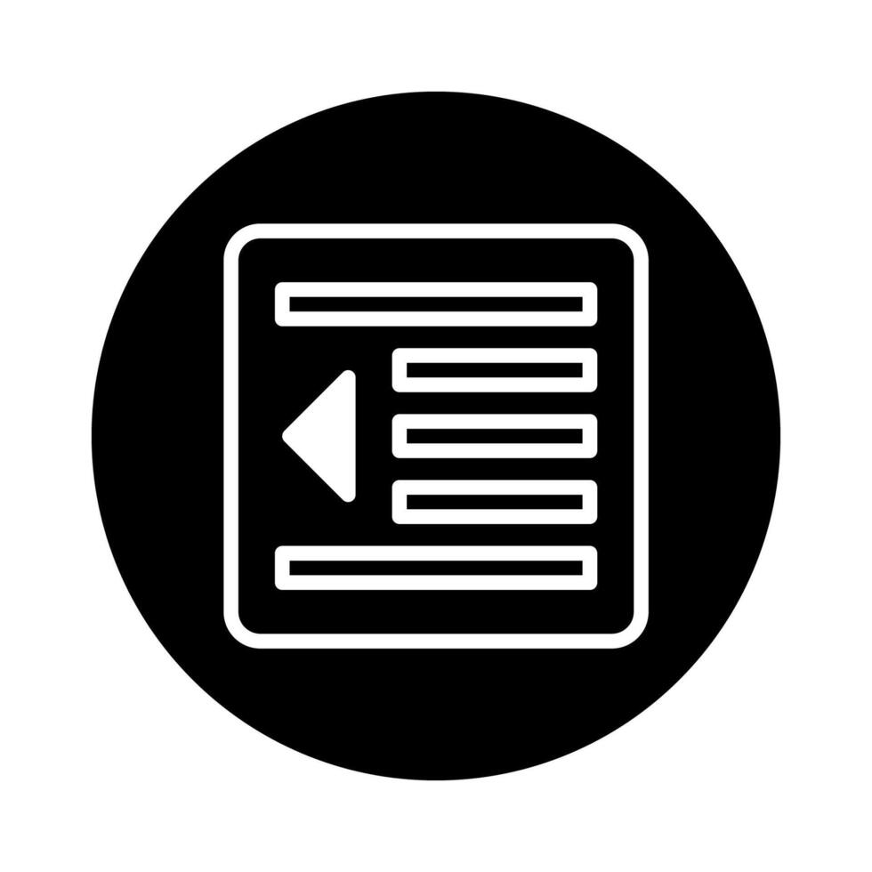 The previous button navigation menu in a black circle provides simple and efficient functionality the user experience vector