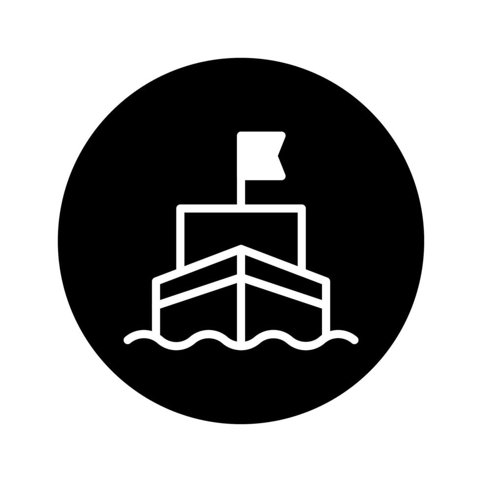 Stylized ocean vessel icon featuring clean lines waves and a prominent flag sailing journey vector