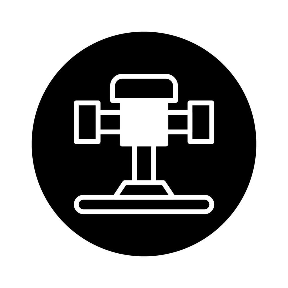 Stylized black and white icon of a mechanical machine illustrating industrial equipment with precision details for technical uses vector
