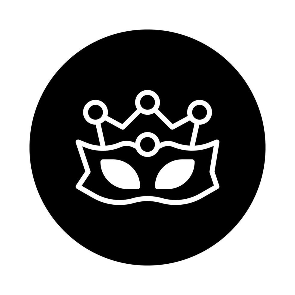 Stylish masquerade mask and crown illustration in a bold circle graphic design element vector