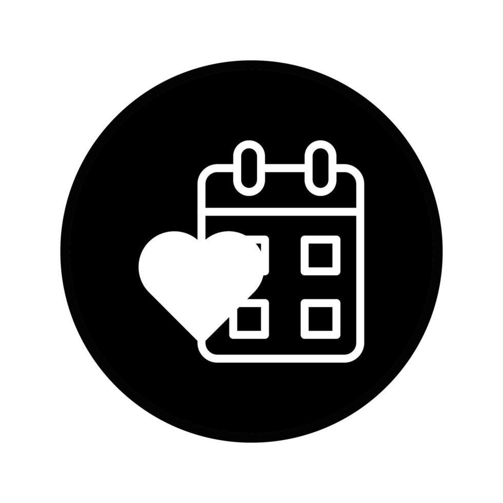Stylish black icon featuring a heart and calendar symbol promoting event or appointment management vector