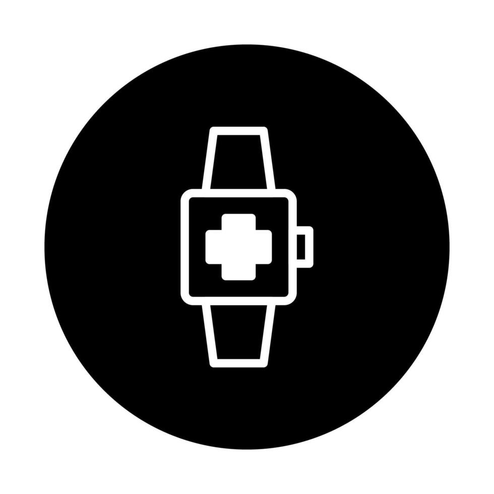 Smartwatch health monitoring icon concept featuring cross symbol for healthcare app and digital technology well being vector
