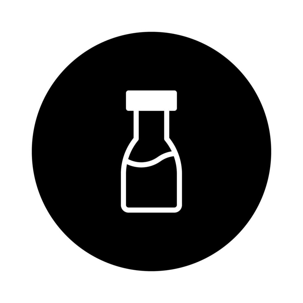 Simple white bottle silhouette on black background presenting a minimalist design element icon concept vector