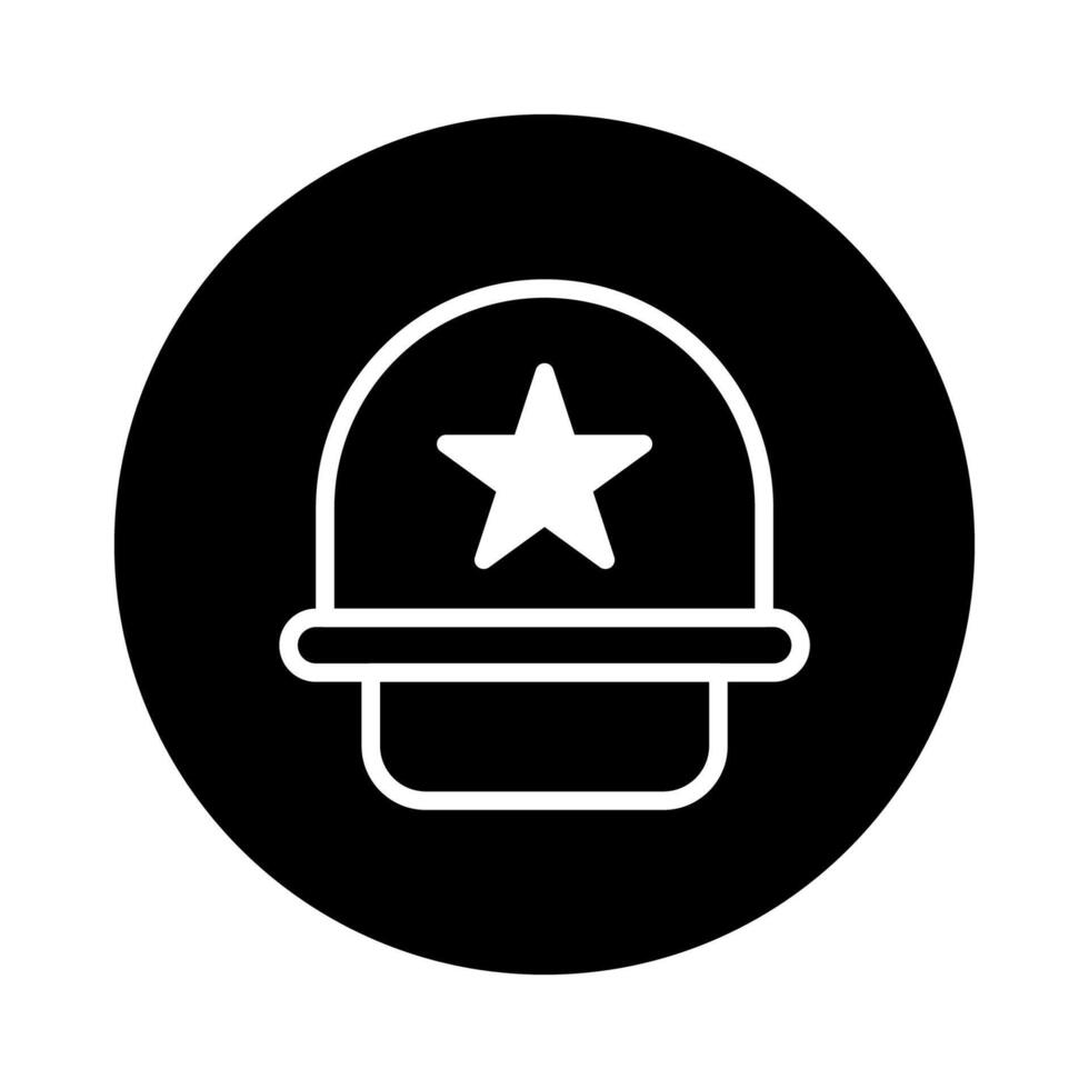 Simple symbolic depiction of military headgear against a contrasting backdrop with design elements and clear outlines vector
