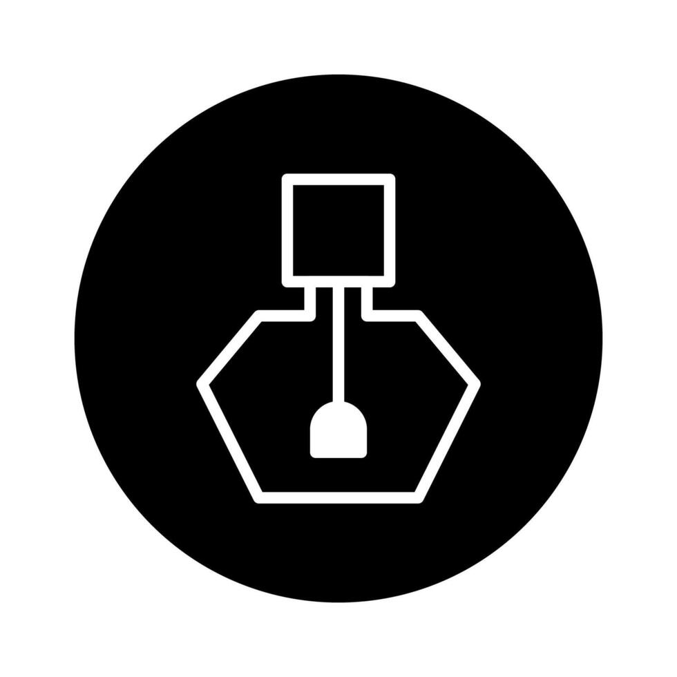 Simple nail polish bottle icon in a circle minimalist design representing beauty and style cosmetics vector