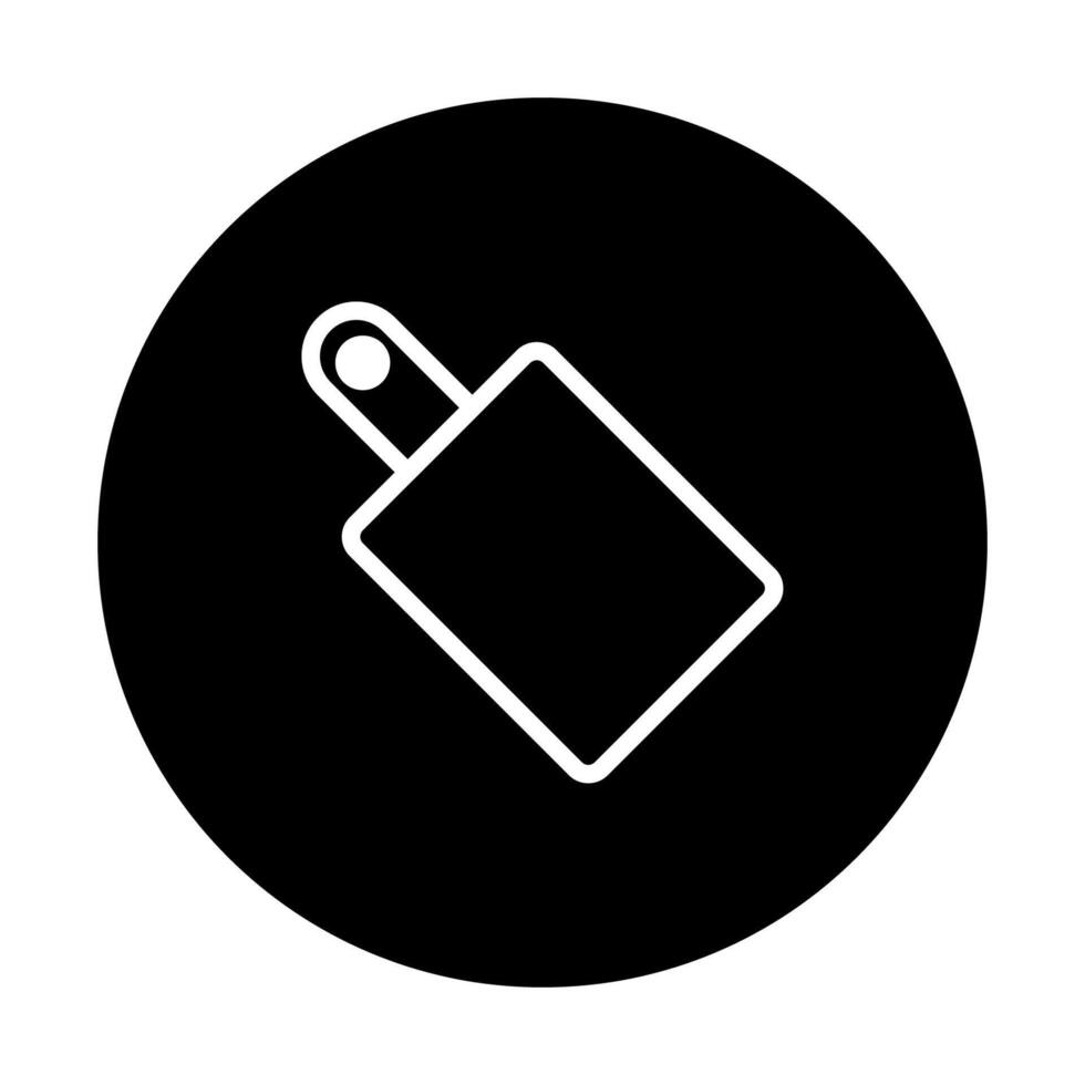 Simple minimal icon representation of a cutting board on a black background is clean design vector