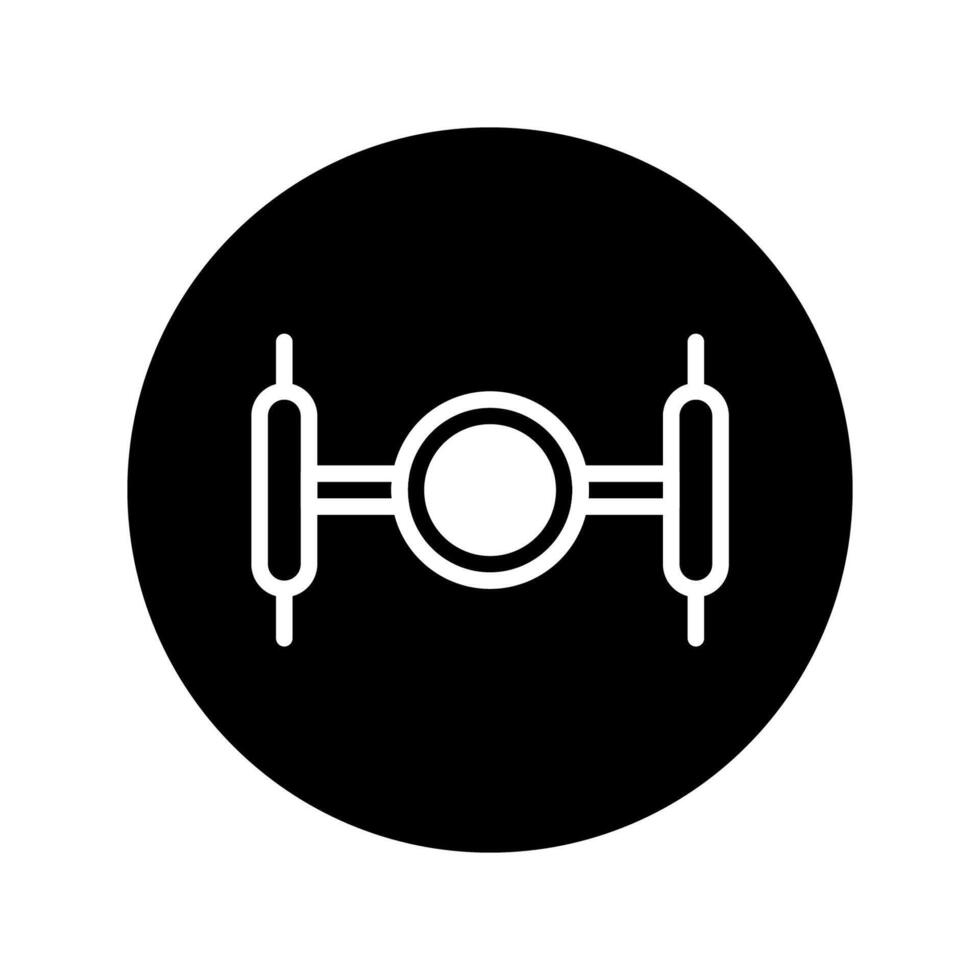 Simple design of an automotive axle icon set against a dark round background illustration vector