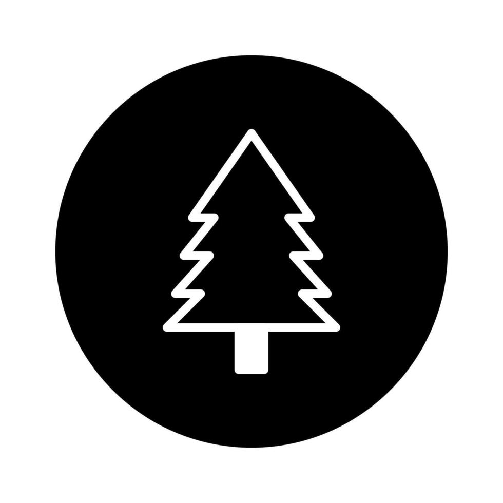 Simple christmas tree illustration icon design symbol inside circle for christmas celebration holidays vector