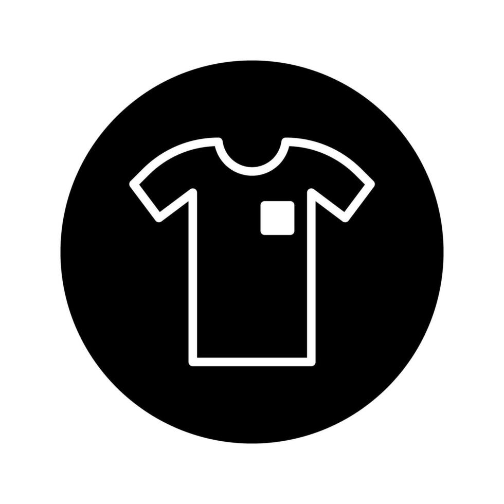 Simple black and white t-shirt icon representing clothing apparel fashion garment style available for purchase or sale vector
