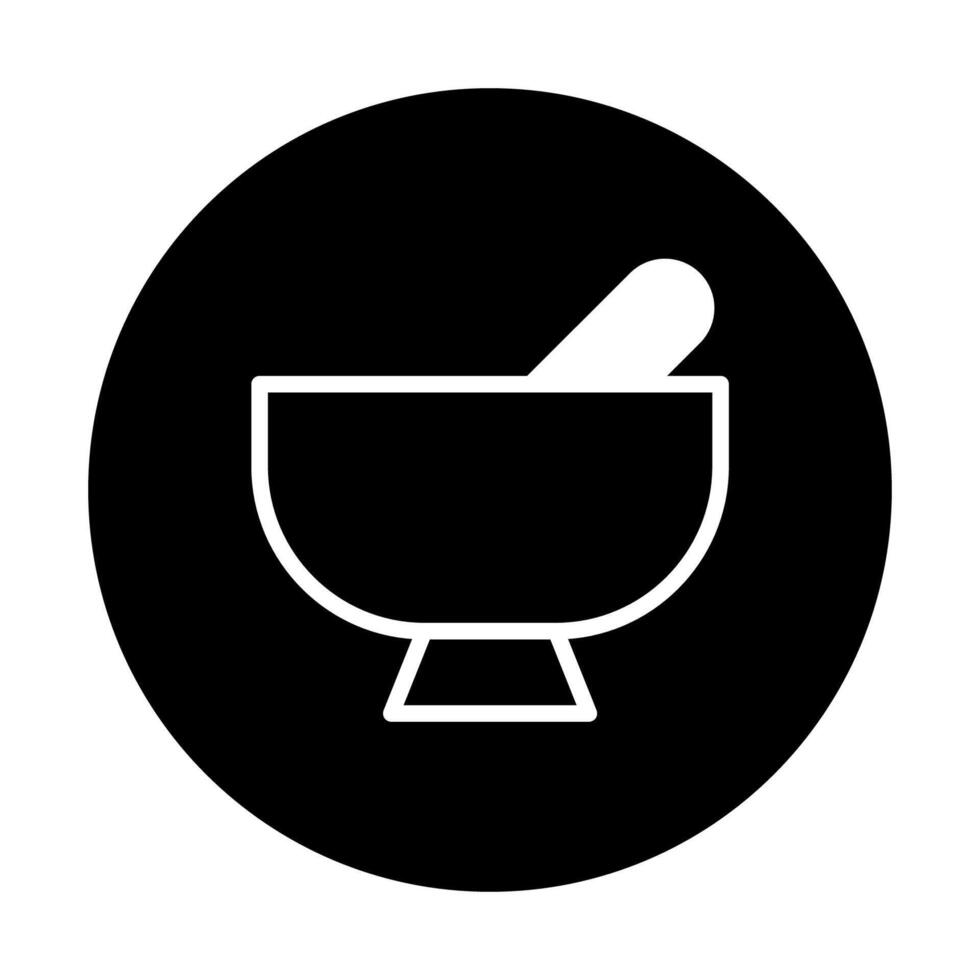 Mortar and pestle graphic symbol representing holistic wellness therapy alternative medicine practices and pharmacy vector