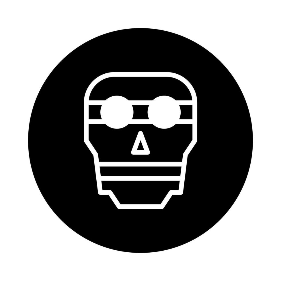 Minimalist illustration showcasing a stylized skull icon set against a bold black circle backdrop and geometric design vector