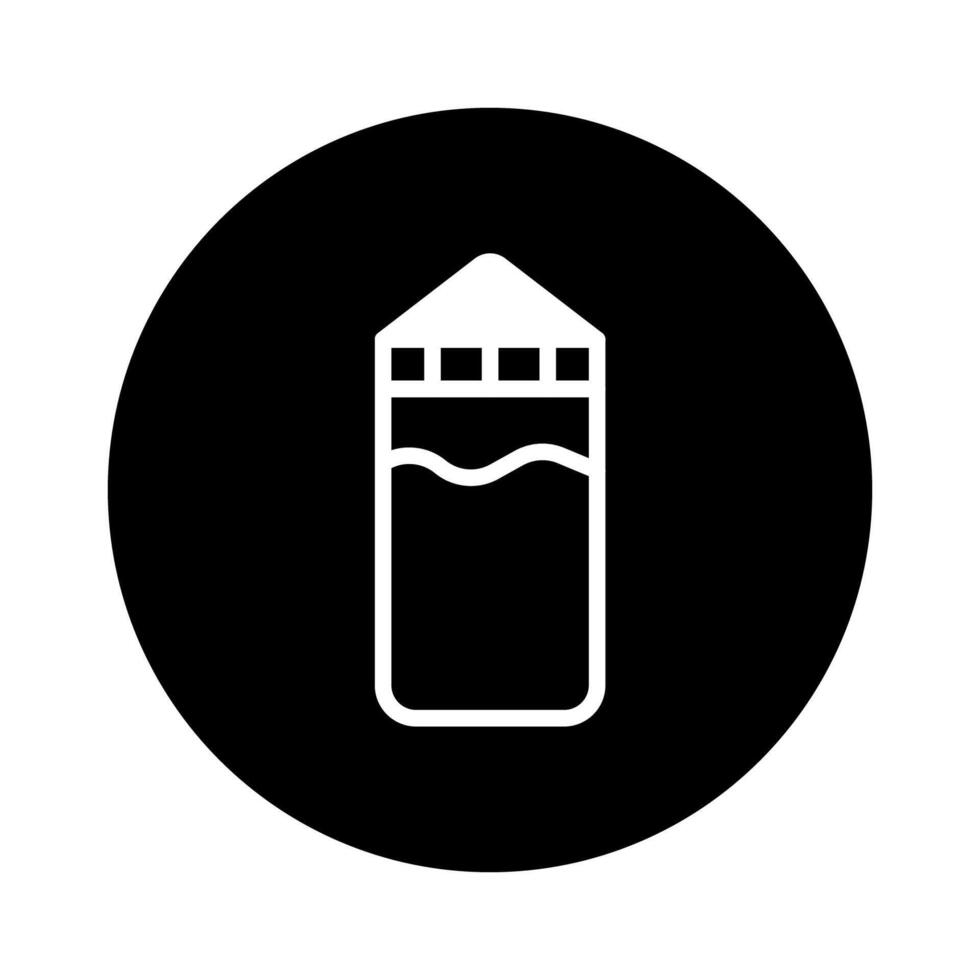 Minimalist illustration of a milk carton icon with a simple line drawing style in a circle vector