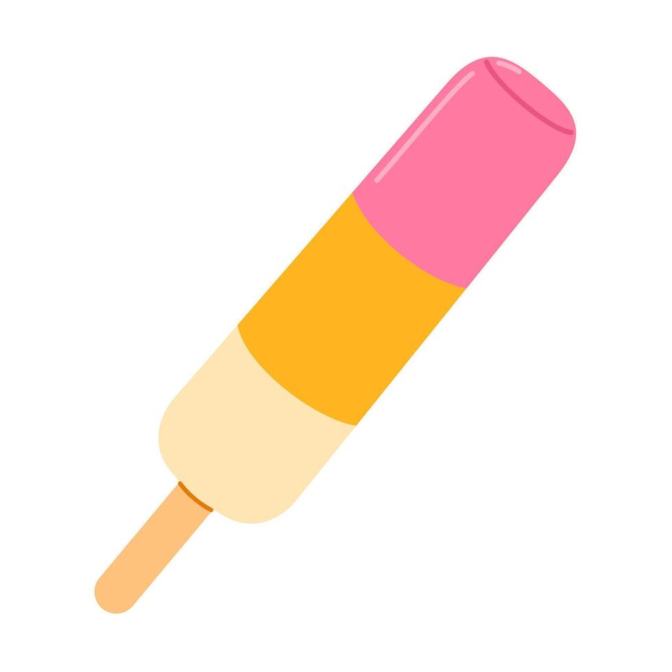 Ice cream on stick. Frozen juice on wooden stick. Flat isolated illustration vector