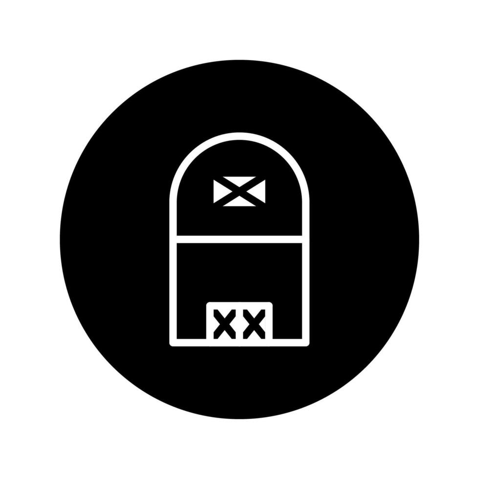 Minimalist representation of a mailbox icon surrounded by a black circle offers a simple and clean visual element vector