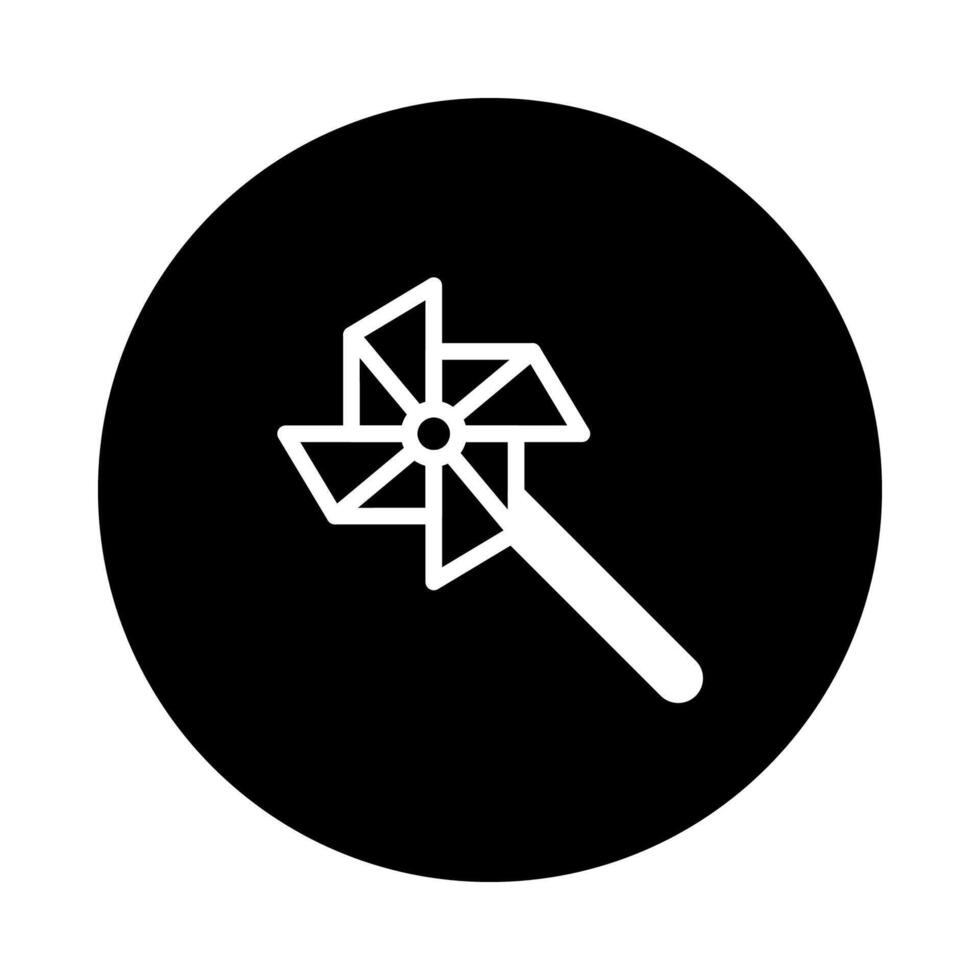 Minimalist pinwheel illustration against black backdrop showcasing simplicity and childhood whimsy delightful toy representation circular design vector