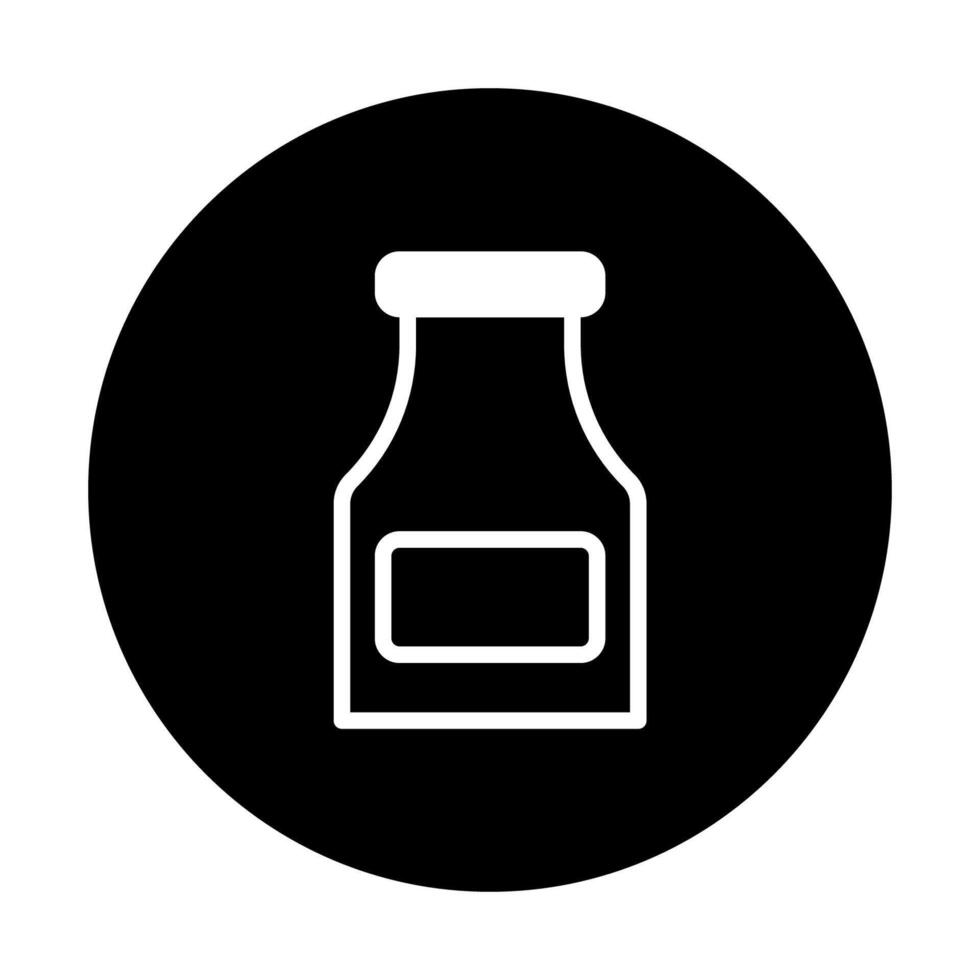 Minimalist illustration of a sauce bottle icon against a black background creating a simple design vector