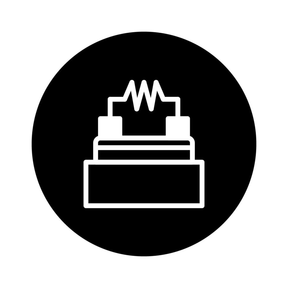 Minimalist illustration of a circuit component in a black circle for technical designs and guides vector