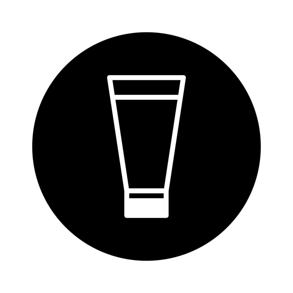 Minimalist illustration of a beauty cream tube icon within a black circle for design elements vector