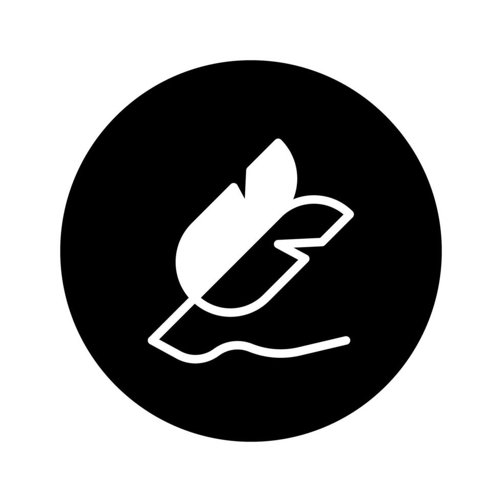 Minimalist icon of a quill pen resting on a water surface within a circle graphic vector