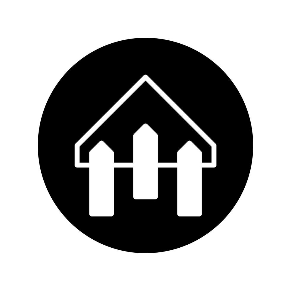 Minimalist home illustration featuring a fence design within a circular frame creating a modern home symbol vector