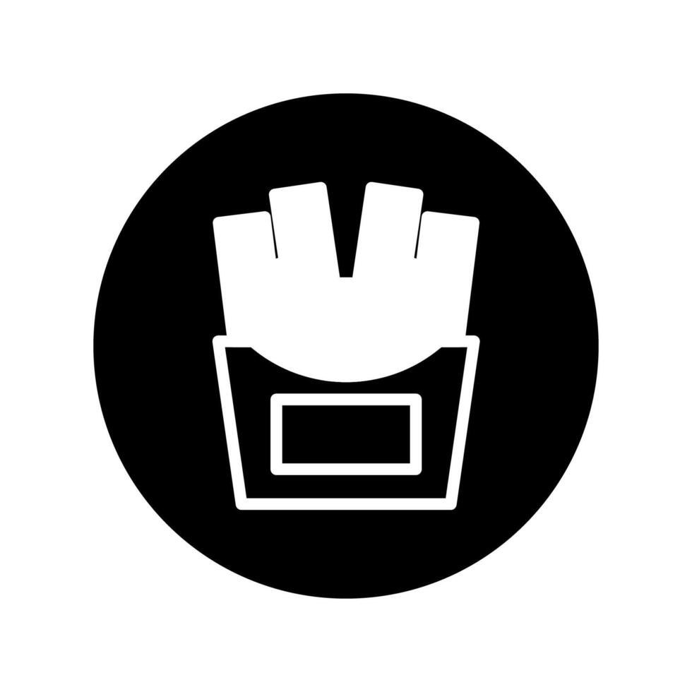 Minimalist french fries icon design showcasing fast food snack in a simple black and white style vector