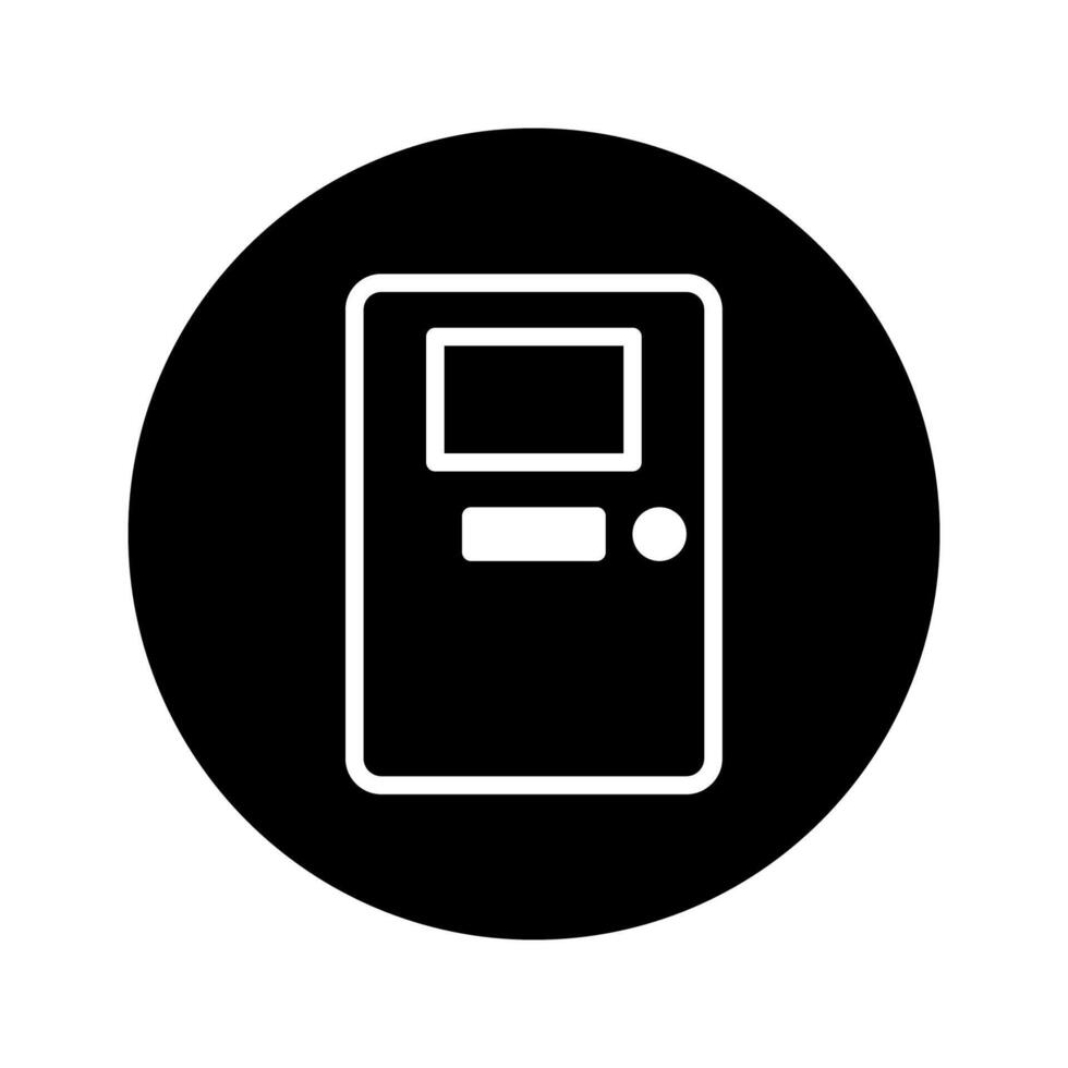 Minimalist door icon design on a black background providing entrance and security representation with access symbols for various applications vector