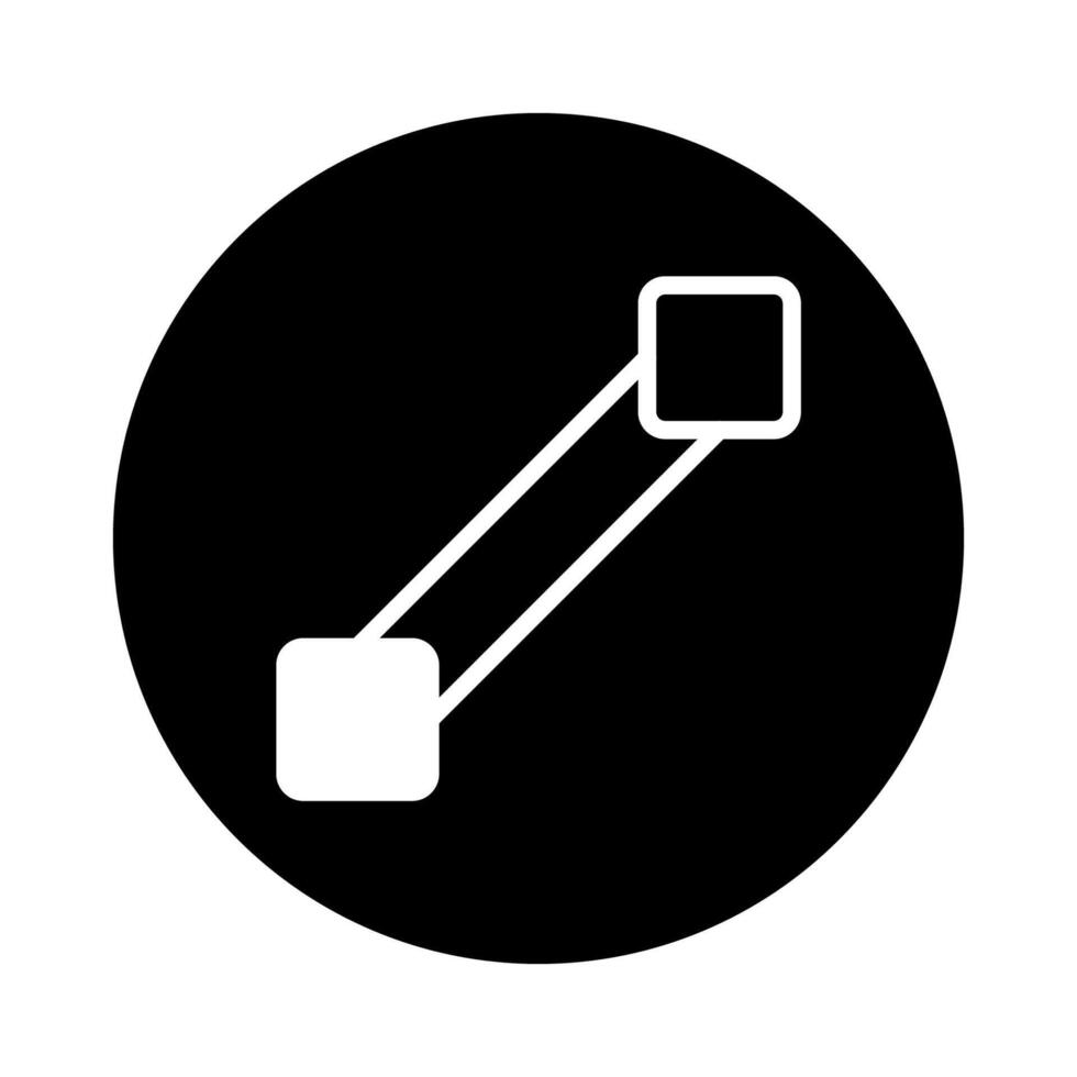 Minimalist diagonal connection icon design within black circle providing simple geometric representation illustration with lines vector