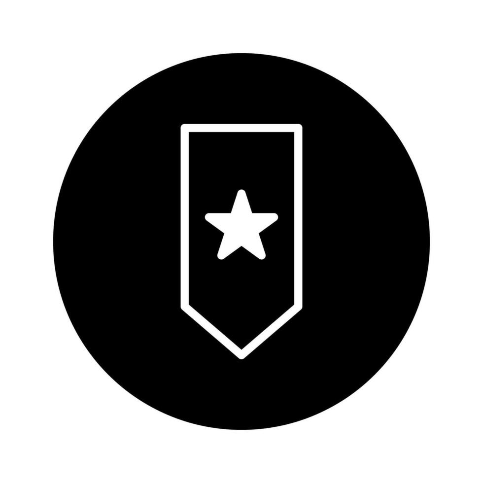 Elegant black round badge featuring a white bookmark icon adorned with a central star symbol vector