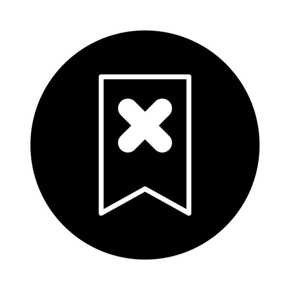 Delete bookmark icon on round black background provides simple and minimalist navigation concept for web vector