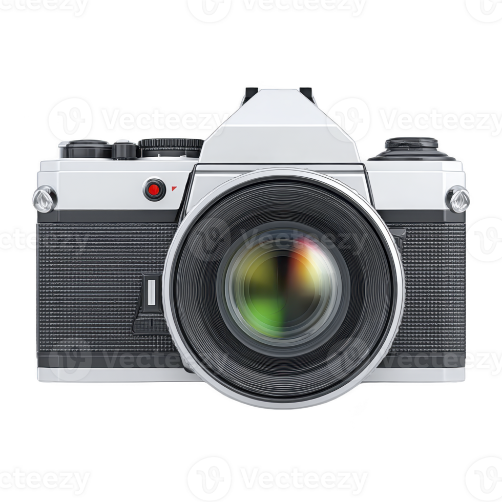 Vintage style camera with large lens and classic design, featuring textured body and metallic accents, evokes nostalgia and elegance. Perfect for photography enthusiasts png