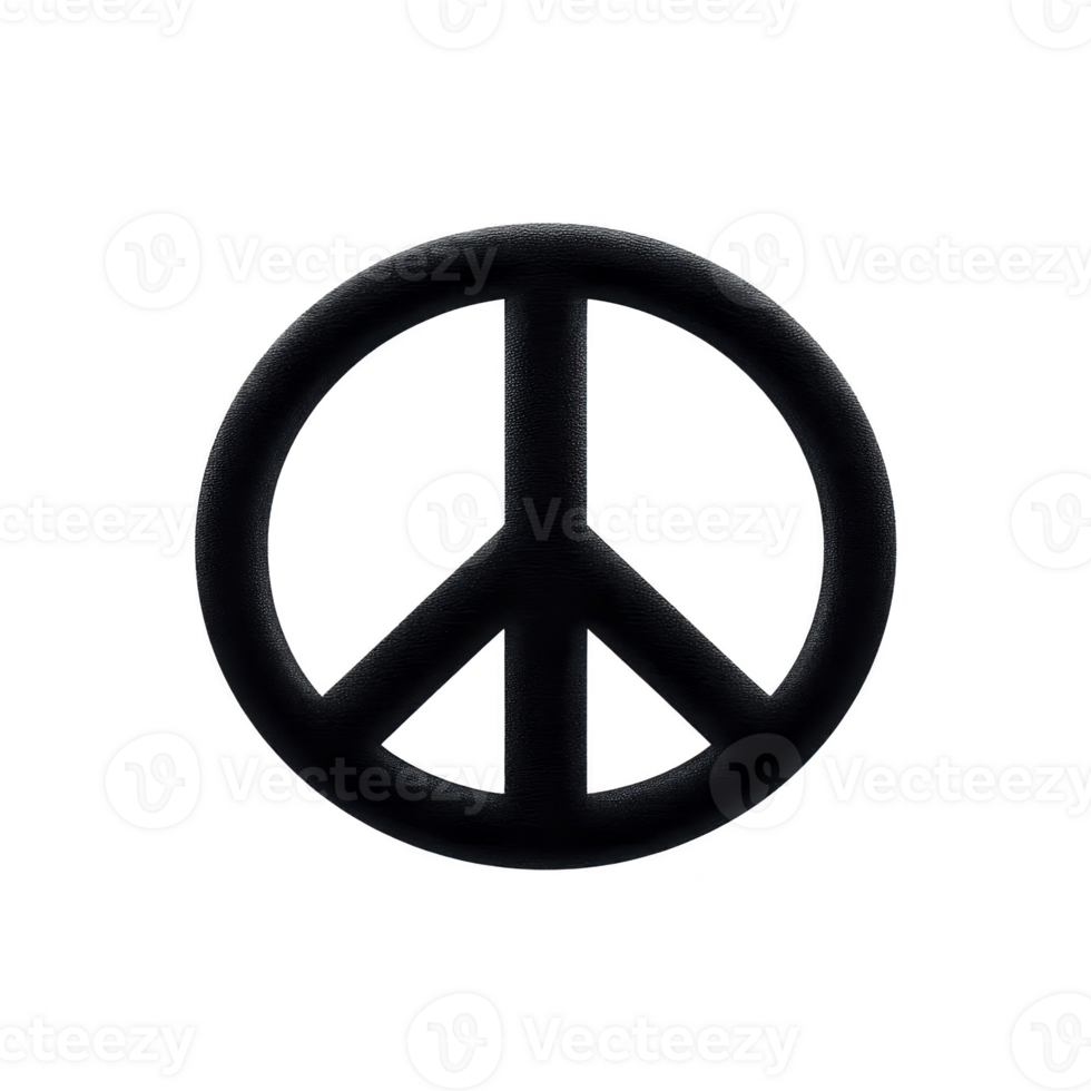 Black peace symbol on transparent background, representing harmony and non violence. simple design is iconic and widely recognized as sign of peace and unity png