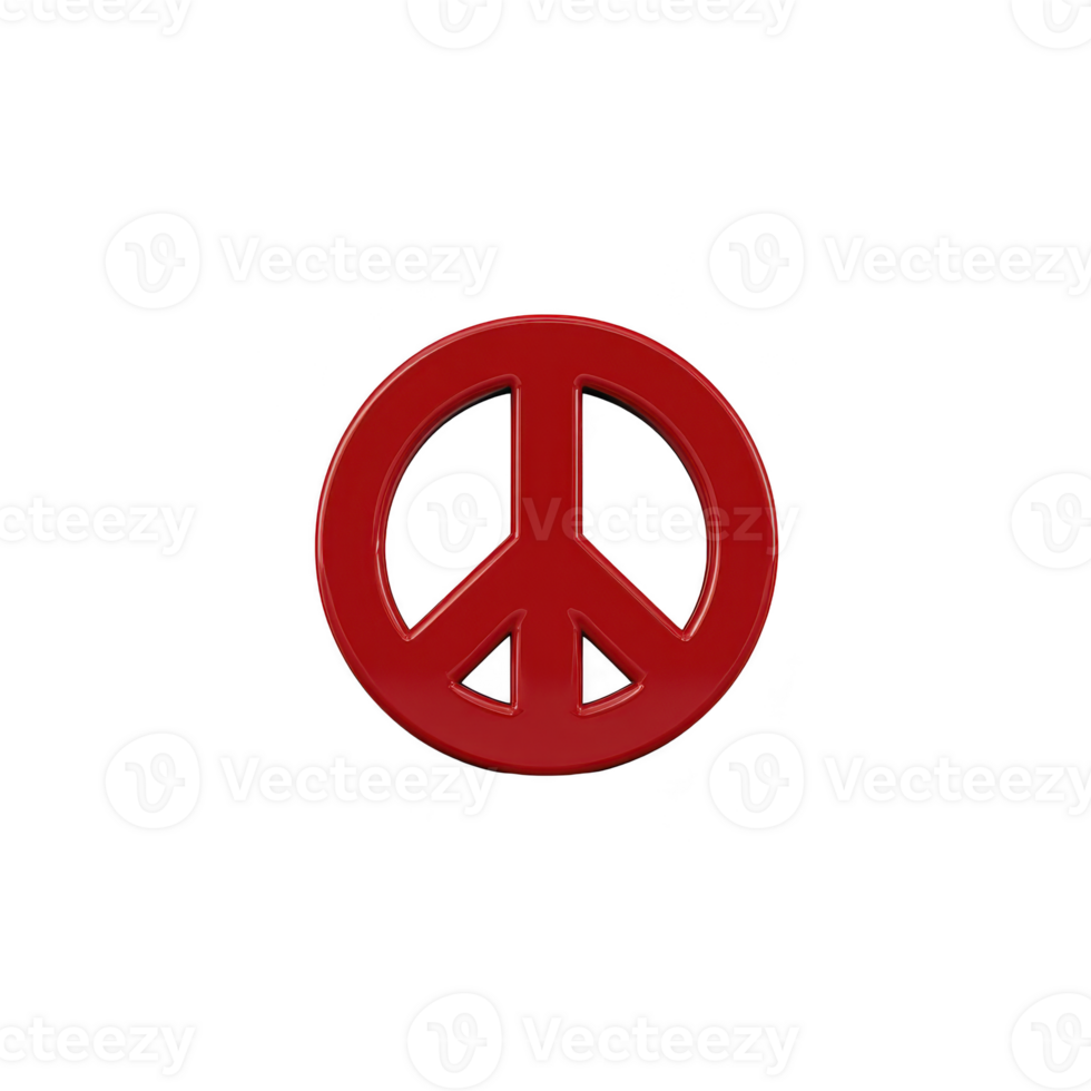 Red peace symbol on transparency background, representing harmony and non violence. bold color contrasts with dark backdrop, emphasizing message of unity and tranquility png