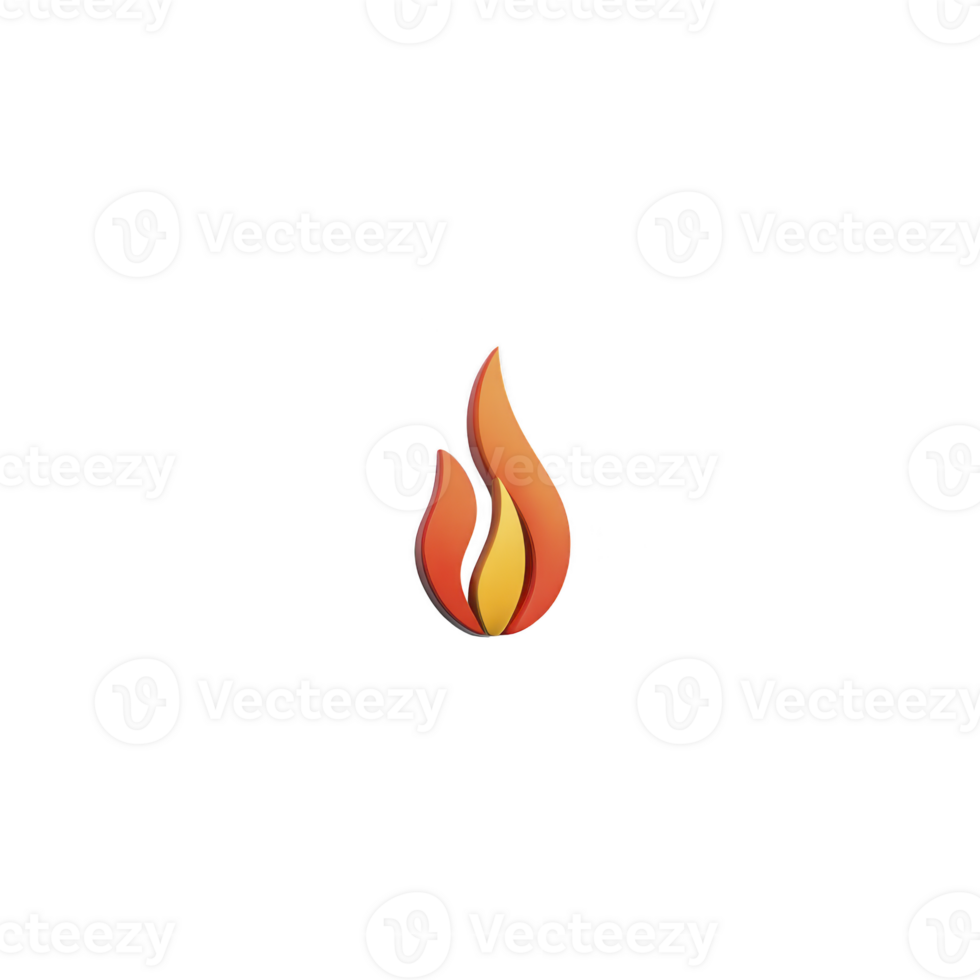 Stylized flame icon with gradient of orange and yellow colors, symbolizing warmth and energy, set against plain transparency background png