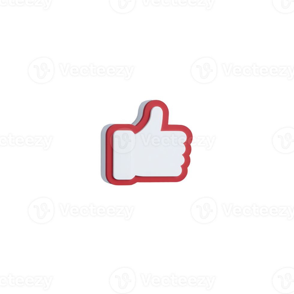 White thumbs up icon with red outline symbolizes approval or agreement, often used in digital communication to express positive feedback or support png
