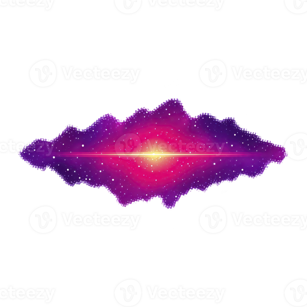 Vibrant cosmic nebula with glowing center and starry background creates mesmerizing celestial scene. gradient of purple and pink hues adds depth and wonder png