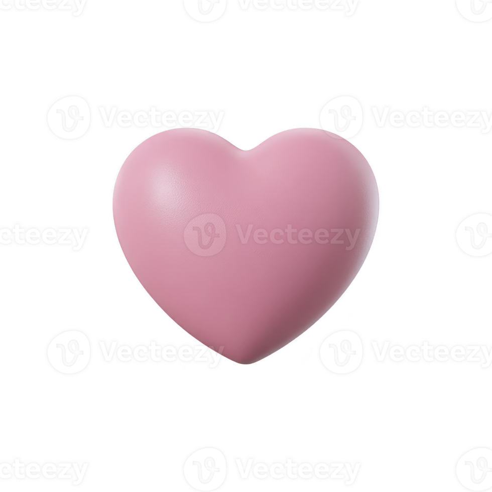 Pink heart shaped object with smooth texture is centered on transparency background, symbolizing love and affection. simple design conveys warmth and positivity png