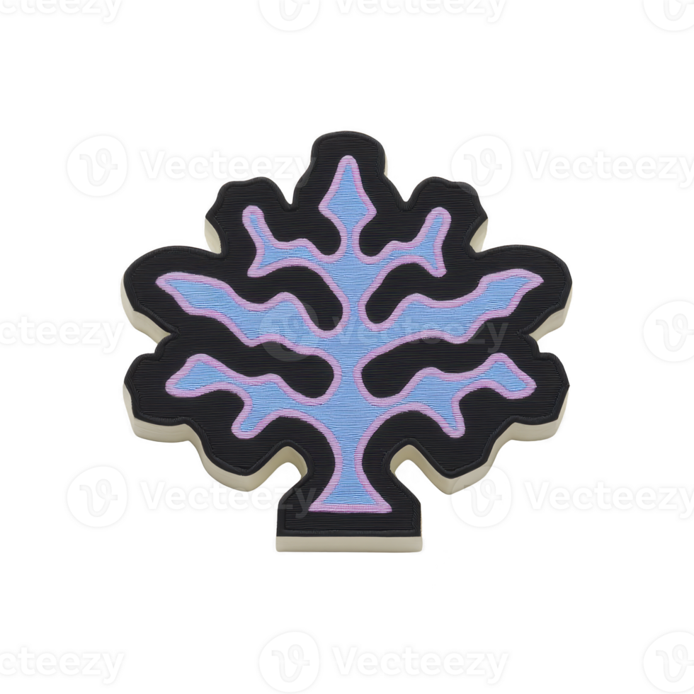 This features stylized tree design with black outline and purple interior, resembling abstract branches. tree shape is set against plain background, creating striking visual png