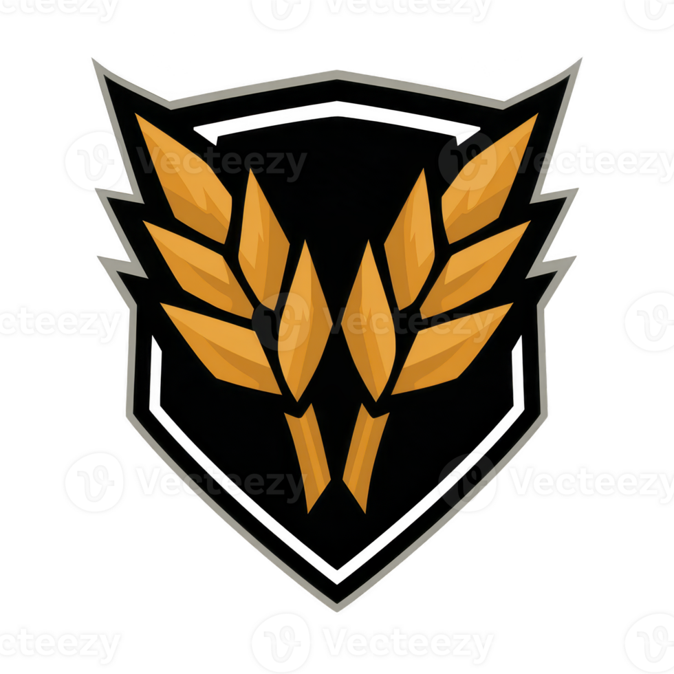 Stylized emblem features shield with orange wing like shapes, conveying sense of strength and protection. design is bold and modern, suitable for logo or insignia png