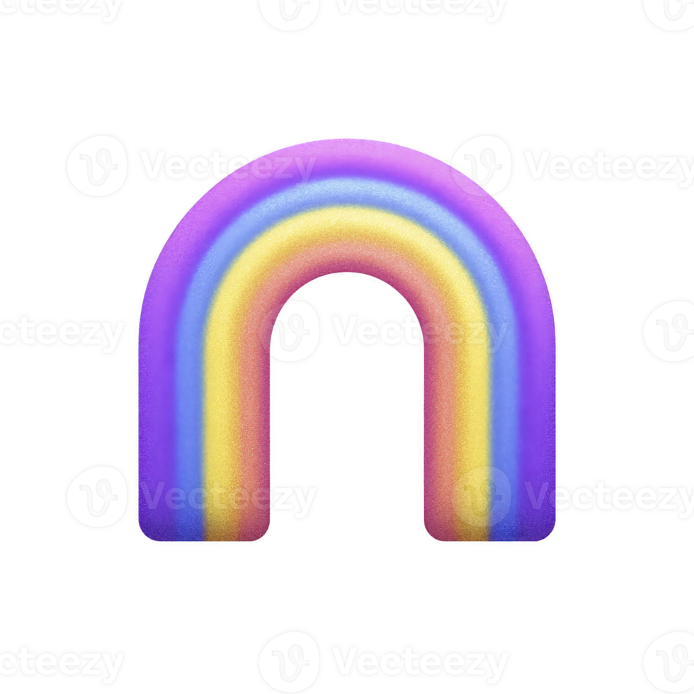 Colorful, vibrant rainbow arch with gradient effect, featuring shades of purple, blue, yellow, and pink, set against transparent background png