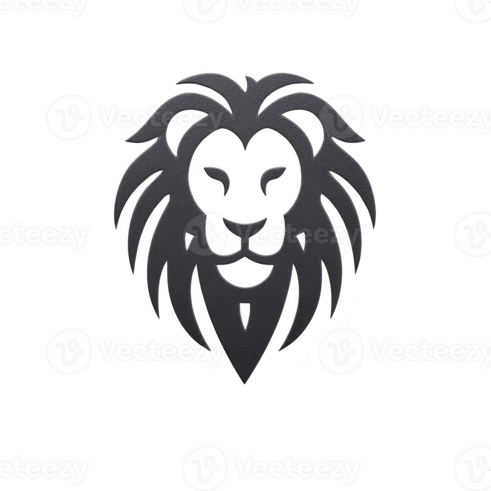 Stylized black lion head logo with minimalist design, featuring mane and facial features in sleek, modern style. logo conveys strength and elegance png