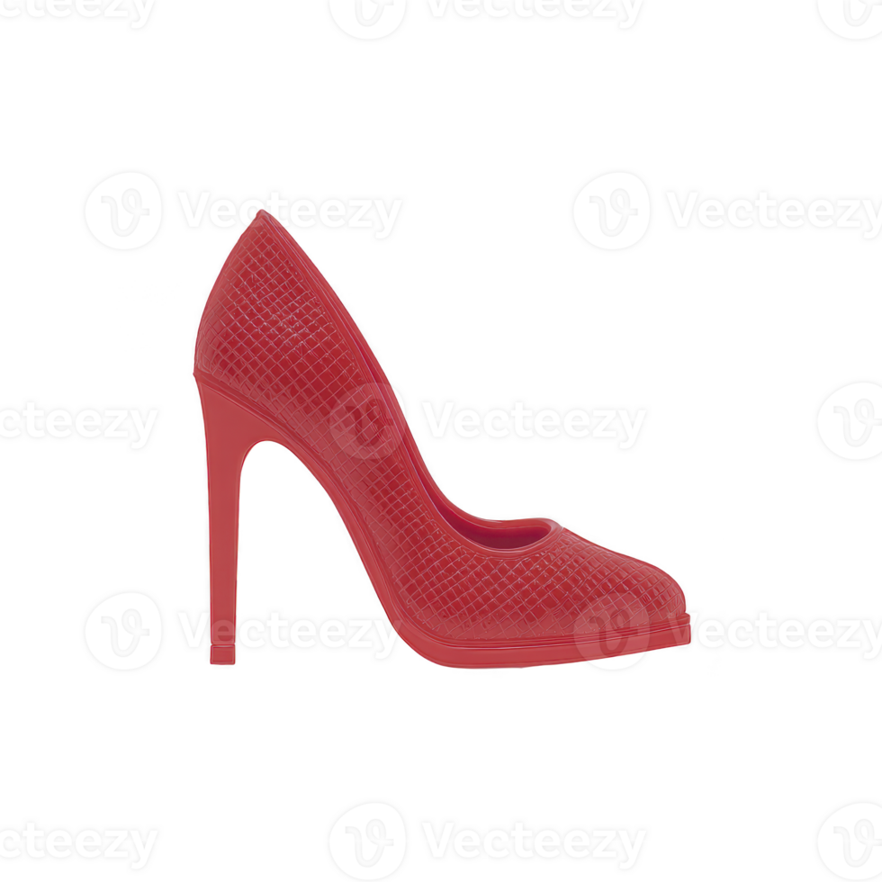 Stylish red high heel shoe with textured pattern, perfect for formal occasions or night out. elegant design and vibrant color make it standout accessory png