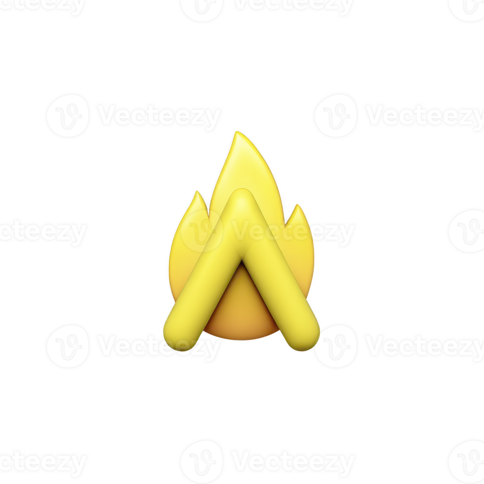 Stylized yellow flame icon with minimalist design, featuring triangular shape in center, symbolizing warmth and energy. icon is set against transparent background png