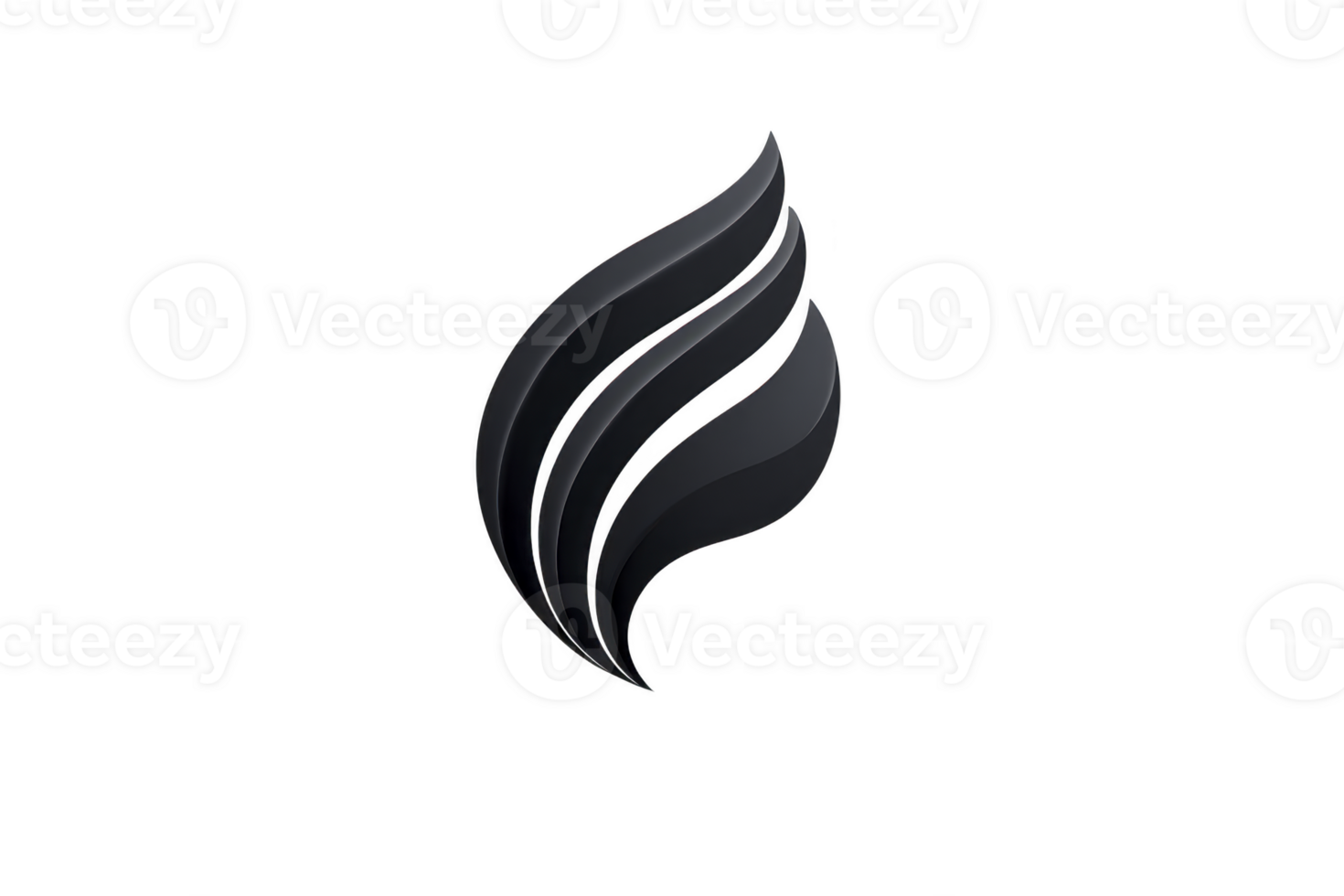 Sleek, abstract black flame logo design with smooth curves and modern aesthetic, set against transparent background. design conveys elegance and simplicity png
