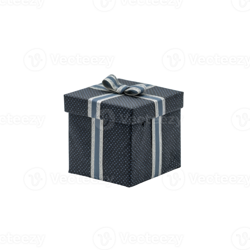 Small, elegant gift box with polka dot pattern and ribbon bow, perfect for special occasions like birthdays or anniversaries. box is dark with contrasting light ribbon png