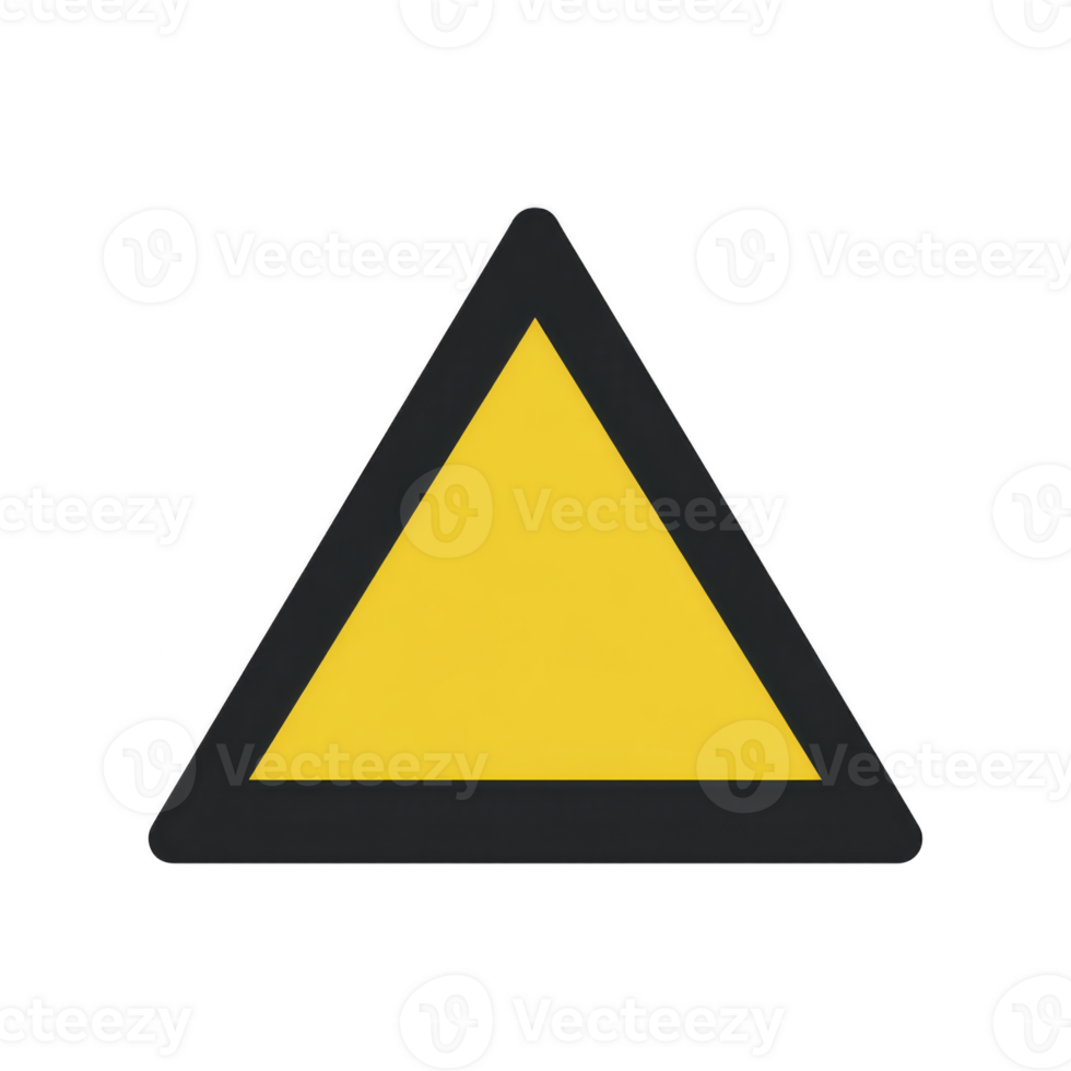 Yellow triangle with black border, often used as warning symbol, conveys caution or alert. Its simple design is effective for drawing attention to potential hazards png