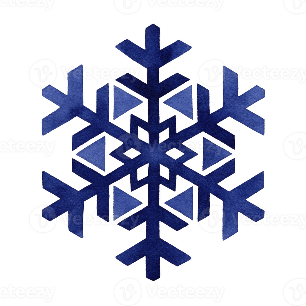 Blue geometric snowflake design with intricate patterns, set against transparent background, evokes sense of winter and elegance png