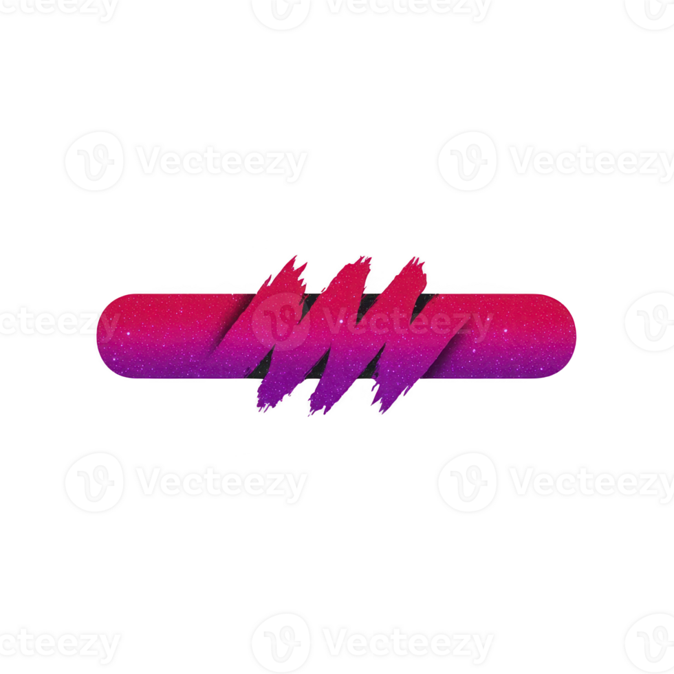Vibrant, abstract design featuring pink and purple gradient bar with jagged, textured cut through center, set against transparent background png